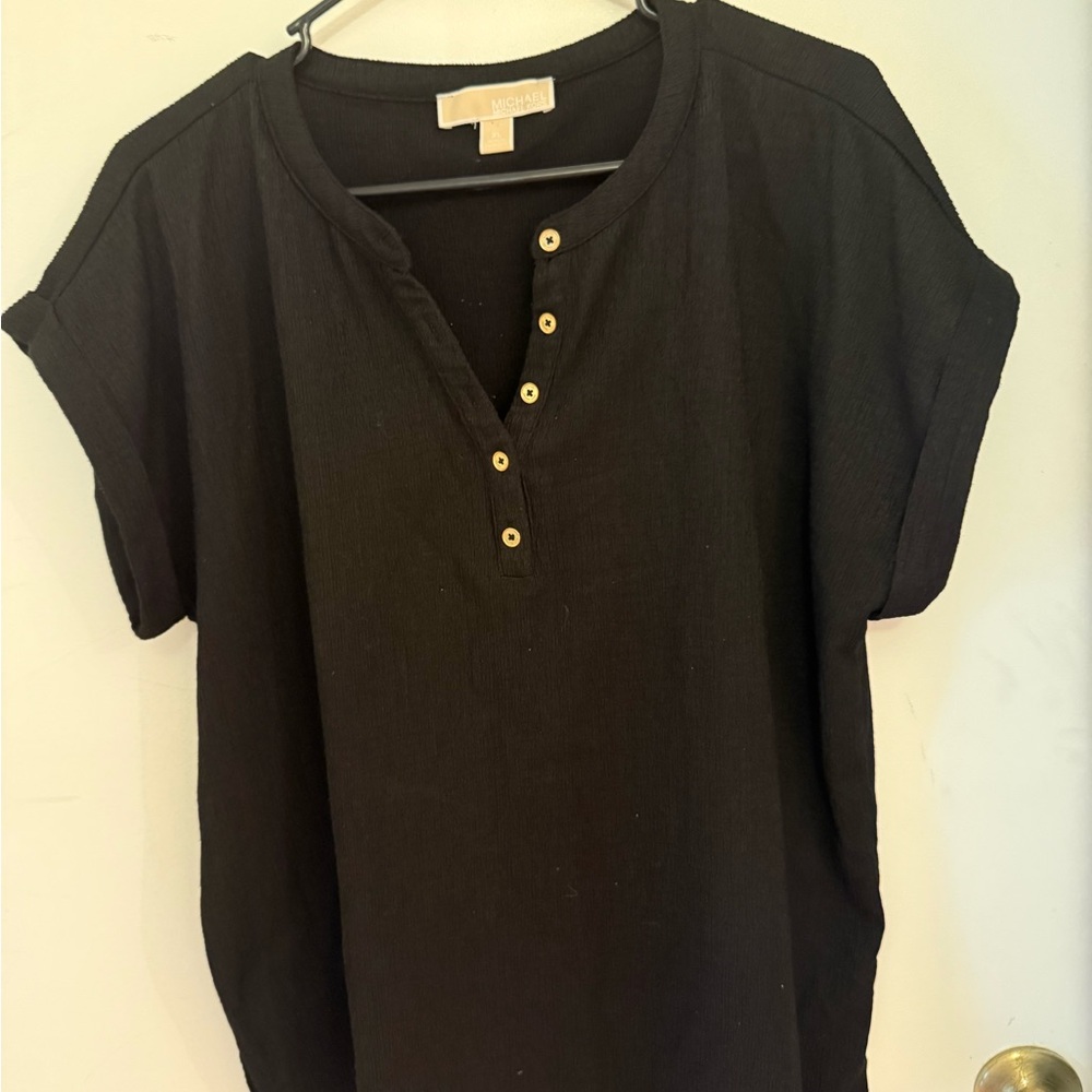 Michael Kors Black shirt with Gold Button